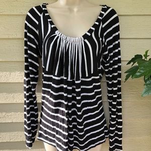 COUPE COLLECTION striped knit top/pleated top